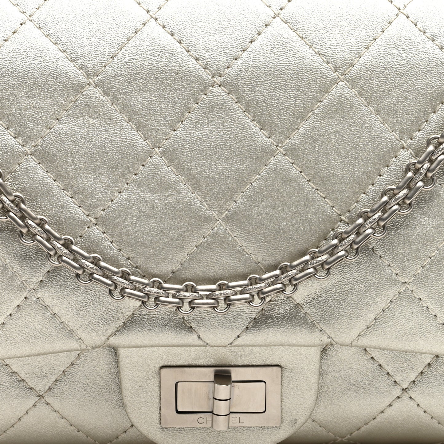 Metallic Lambskin Quilted 2.55 Reissue 227 Flap Silver