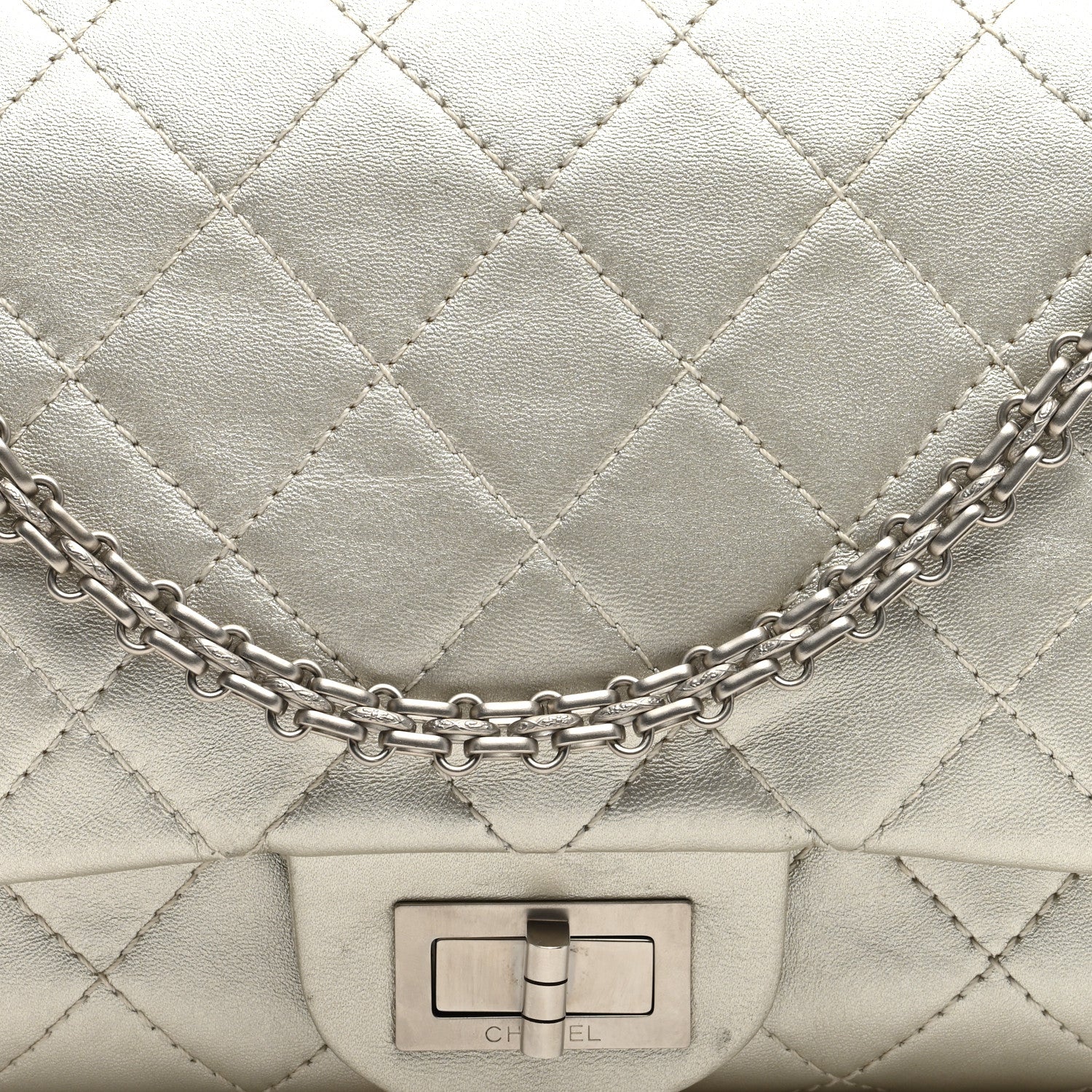 Chanel Metallic Lambskin Quilted 2.55 Reissue 227 Flap Silver 8 of 11