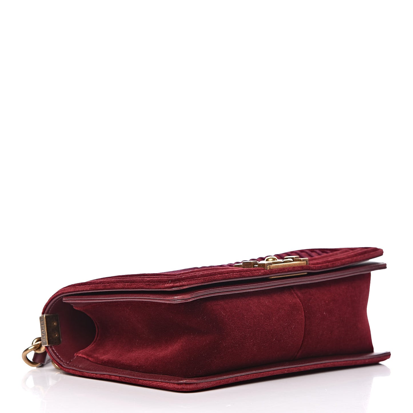 Velvet Chevron Quilted Medium Boy Flap Burgundy