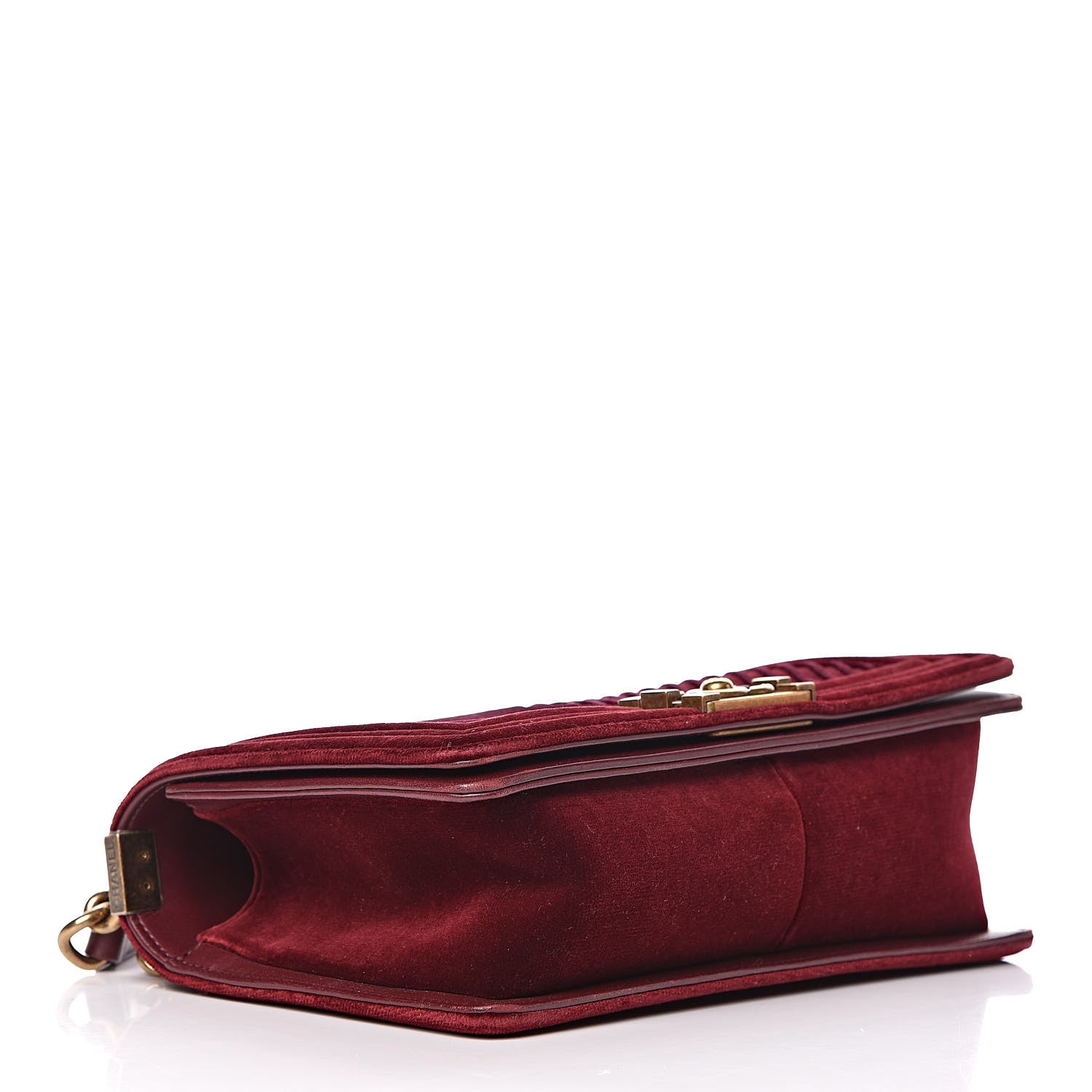 Chanel Velvet Chevron Quilted Medium Boy Flap Burgundy 4 of 15
