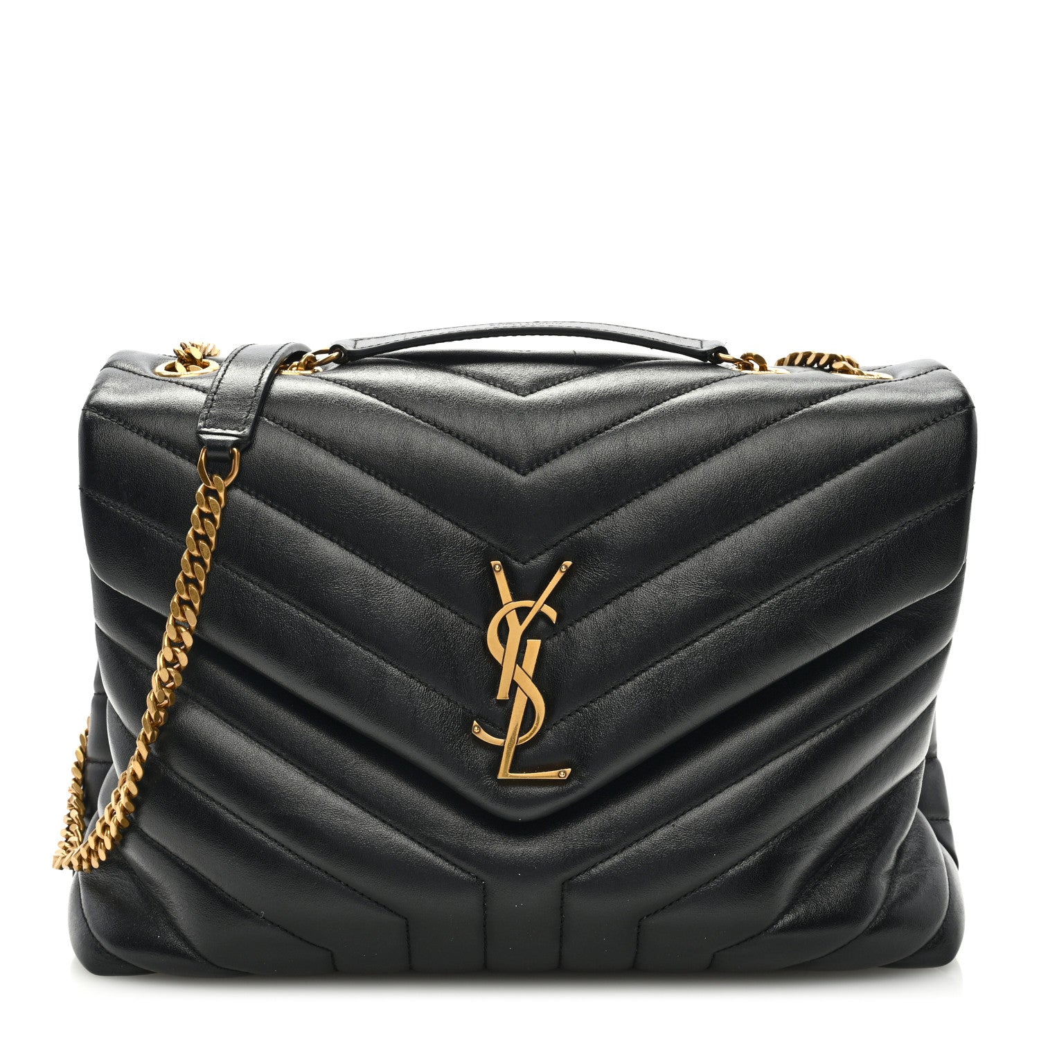 Saint Laurent Calfskin Y Quilted Monogram Medium Loulou Chain Satchel Black 1 of 8