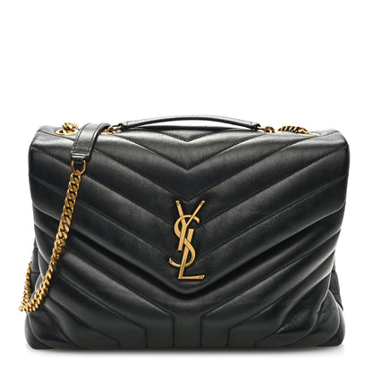 Saint Laurent Calfskin Y Quilted Monogram Medium Loulou Chain Satchel Black 1 of 8