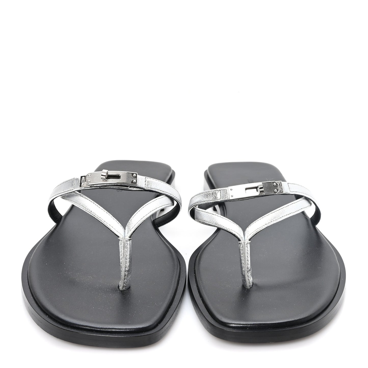Metallic Goatskin Miss Sandals 39 Gris Argente