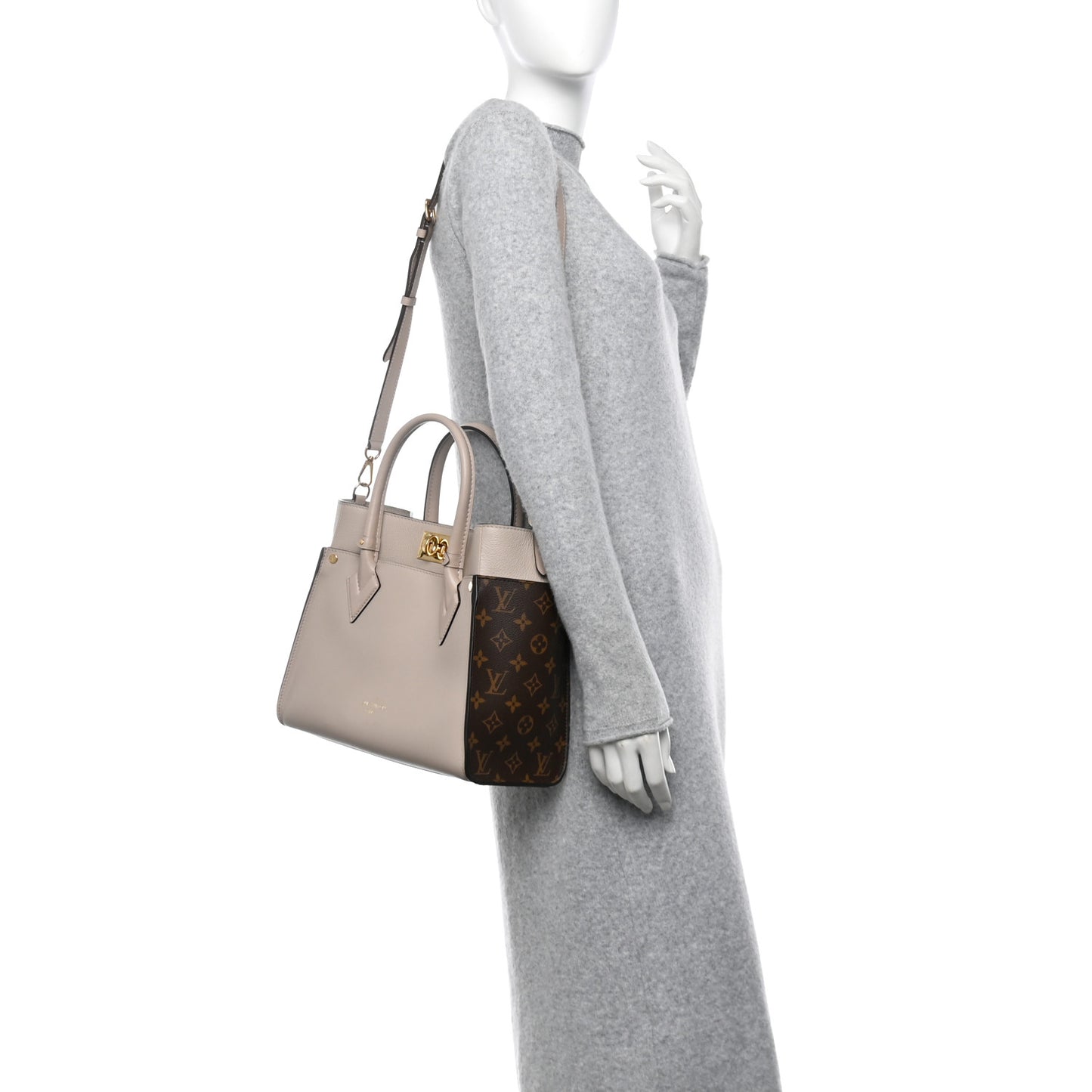Calfskin Monogram On My Side MM Greige
