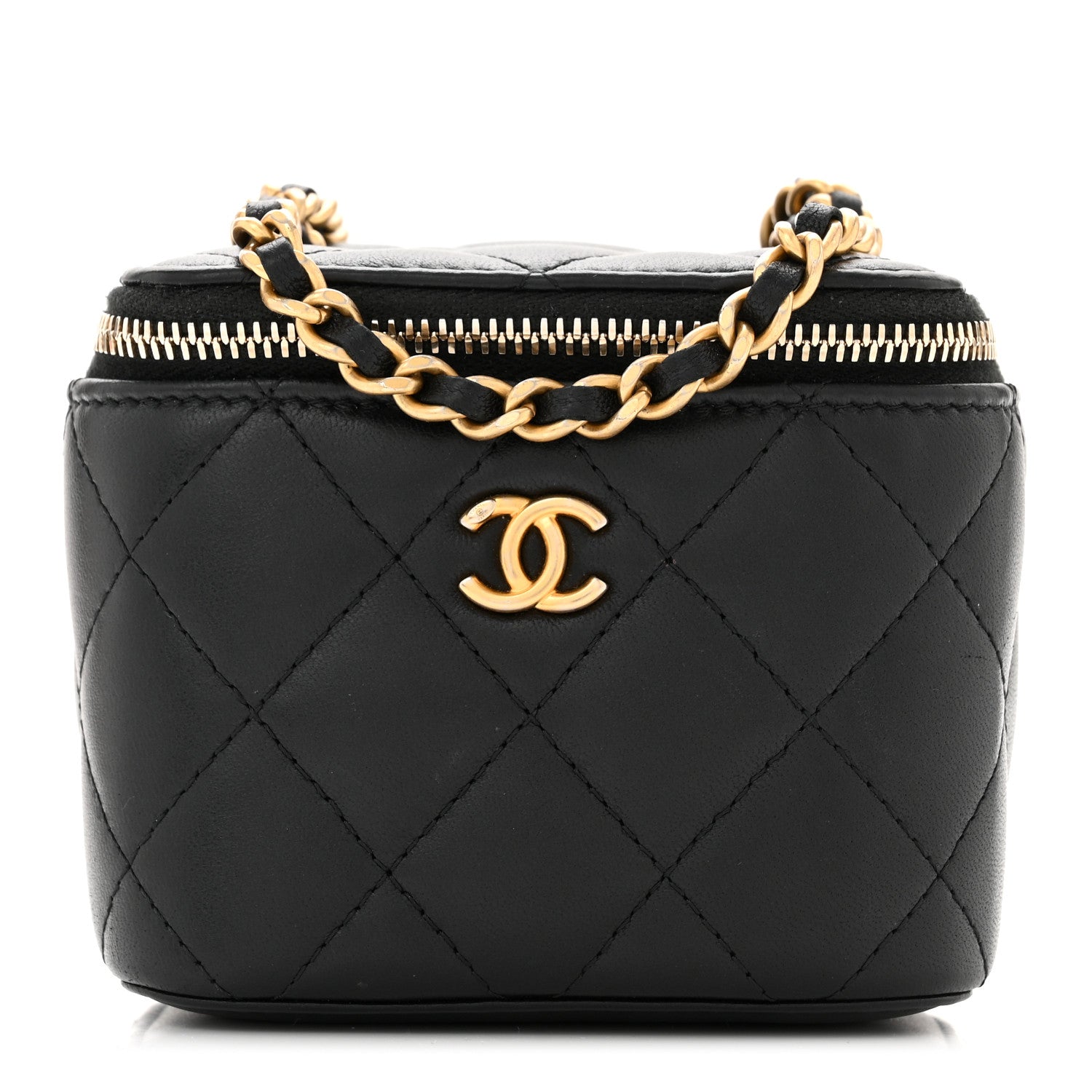 Chanel Lambskin Quilted Mini Pearl Crush Vanity Case With Chain Black 1 of 11