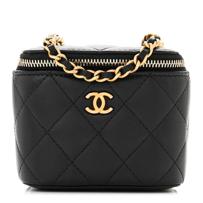 Chanel Lambskin Quilted Mini Pearl Crush Vanity Case With Chain Black 1 of 11