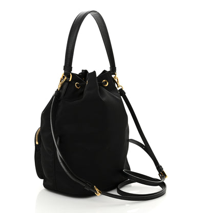 Prada Nylon Vela Saffiano Mini Bucket Crossbody Bag Black 3 of 10