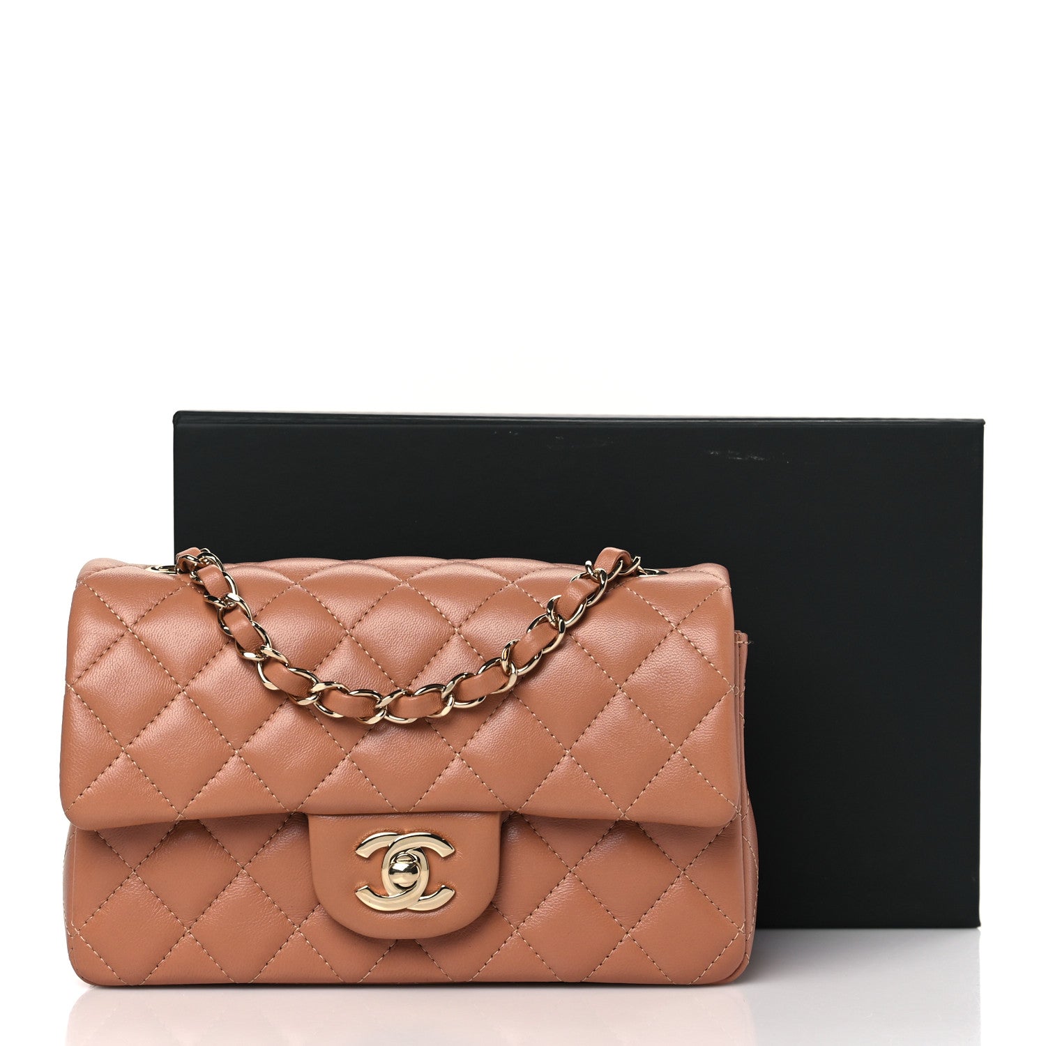 Chanel Lambskin Quilted Mini Rectangular Flap Brown 10 of 10