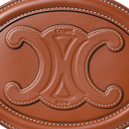 Celine Smooth Calfskin Cuir Small Triomphe Oval Crossbody Purse Tan 8 of 14