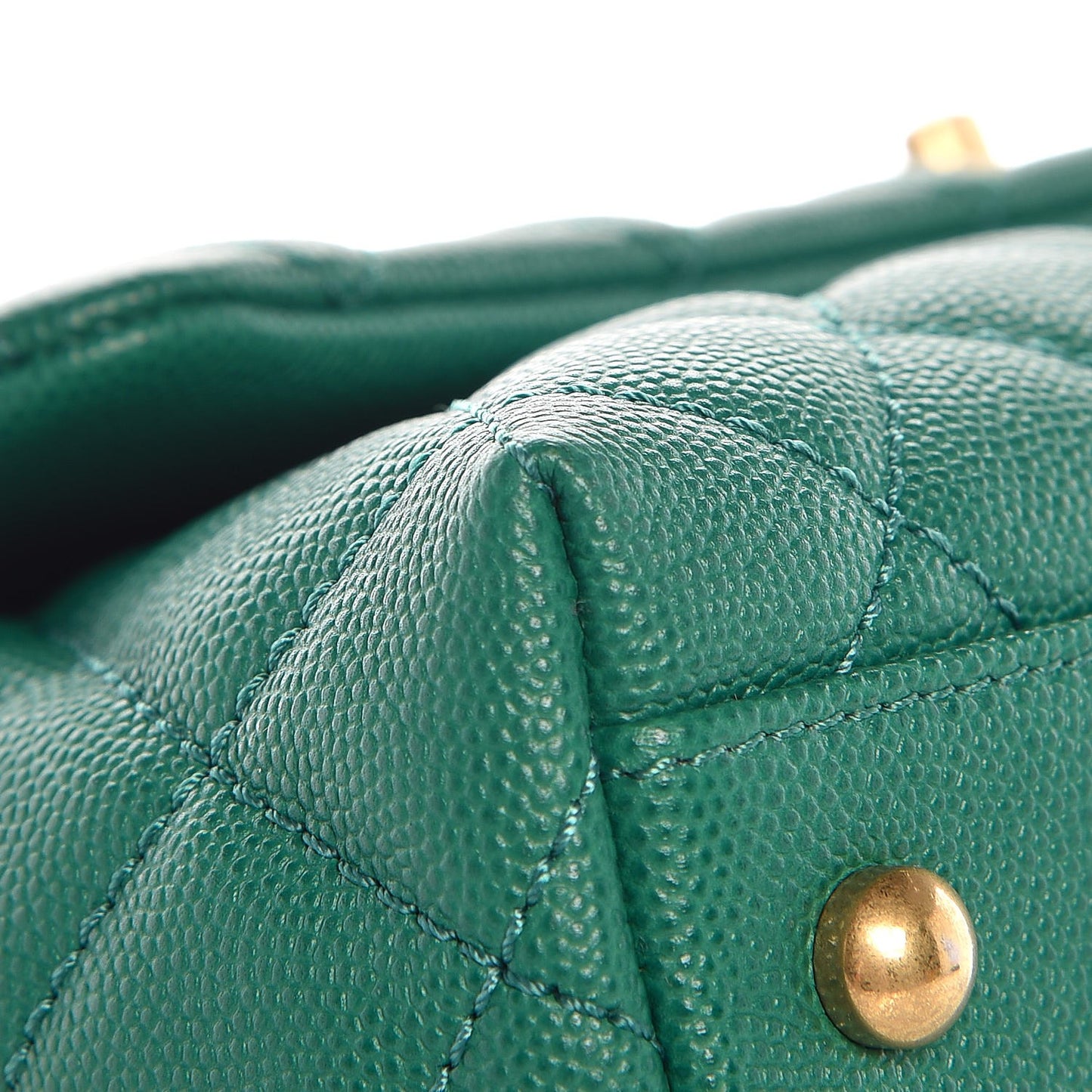 Caviar Quilted Small Coco Handle Flap Green