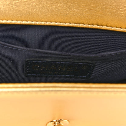 Chanel Metallic Lambskin Embossed Small Cube Boy Flap Gold 6 of 11