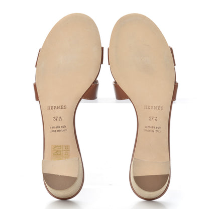 Hermes Calfskin Oasis Sandals 37.5 Gold 5 of 11