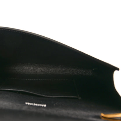 Balenciaga Grained Calfskin Logo Cash Phone Holder Wallet On Chain Black White 5 of 9