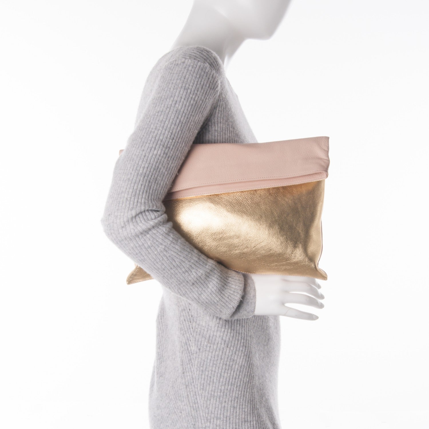 Fendi Vitello Chameleon Foldover Clutch Milk Gold Sand 2 of 9