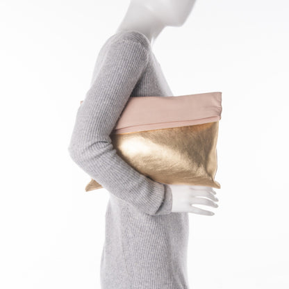 Fendi Vitello Chameleon Foldover Clutch Milk Gold Sand 2 of 9
