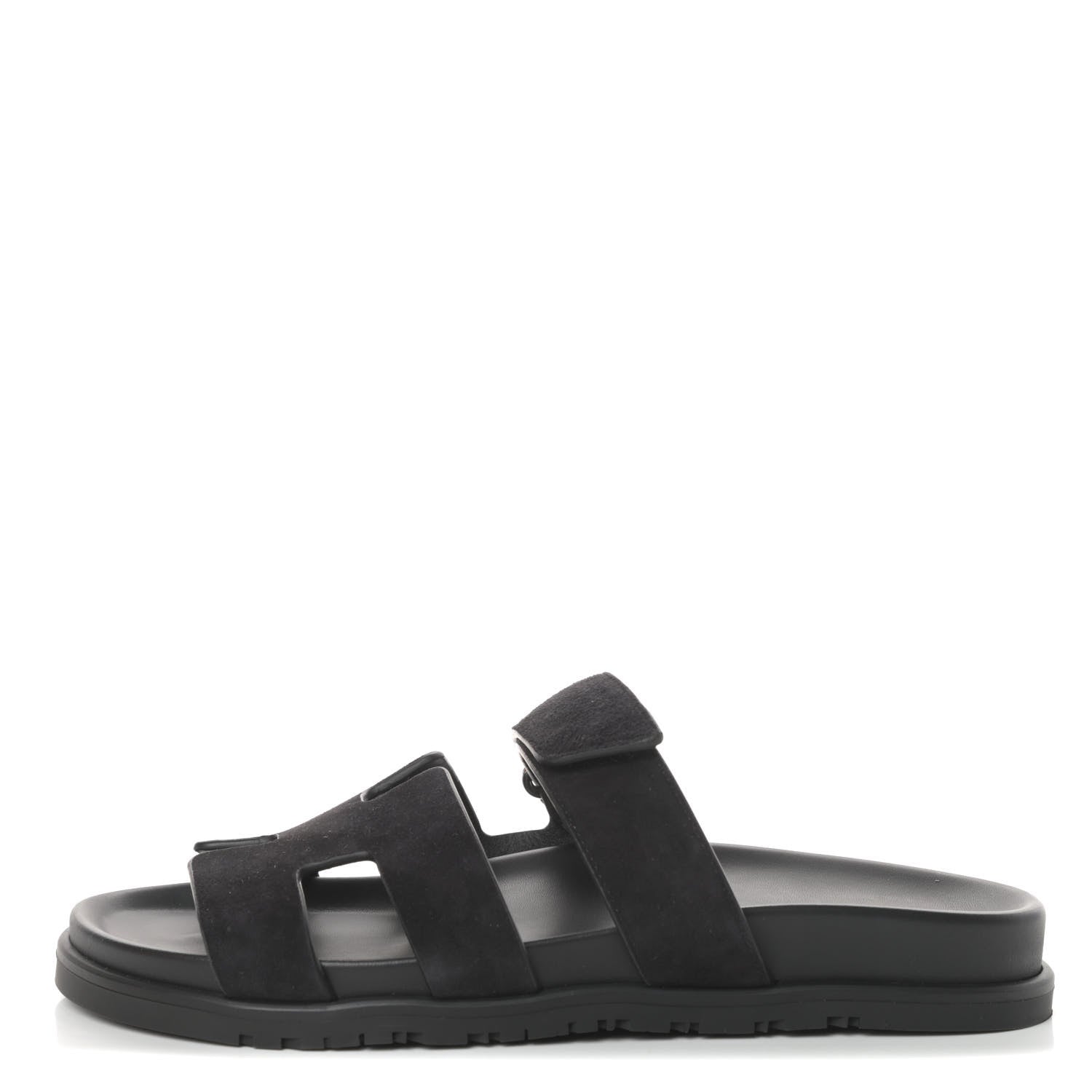Hermes Suede Goatskin Womens Chypre Sandals 40 Black 1 of 7
