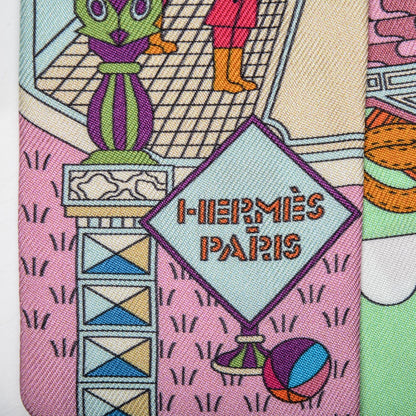 Hermes Silk La Maizeon des Carrés Twilly Aqua Vert d Eau Rose 9 of 10