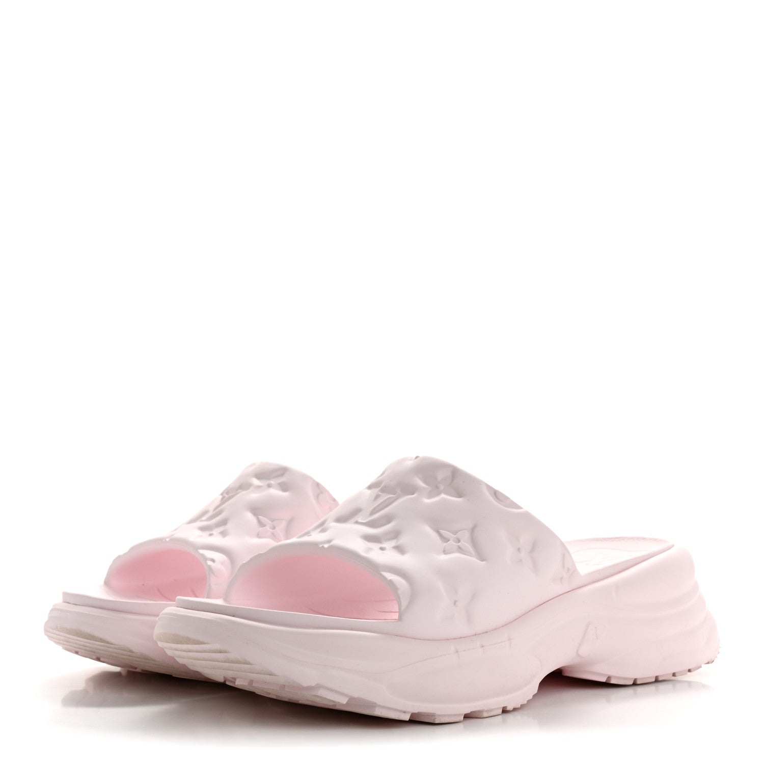 Louis Vuitton Rubber Monogram Embossed Pool 55 Flat Comfort Mule 40 Rose Clair 4 of 11