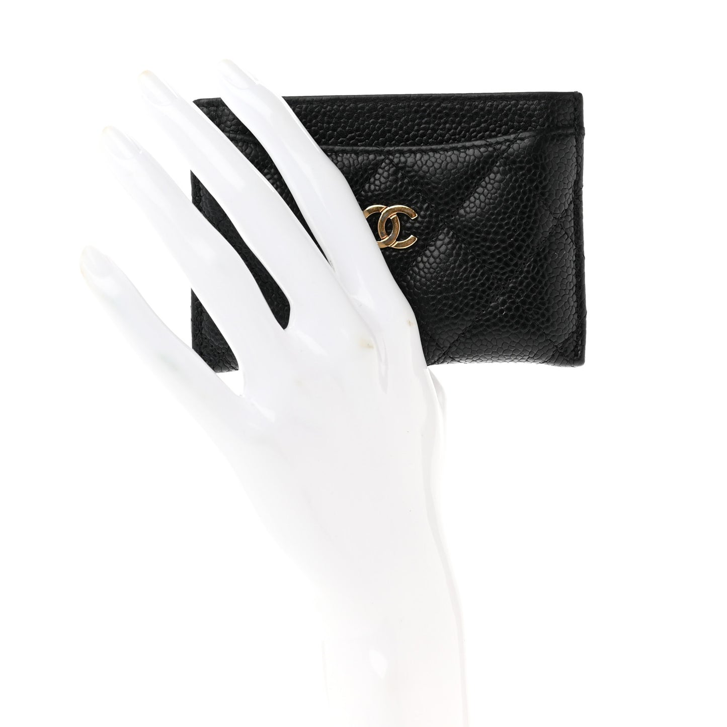 Caviar Quilted Card Holder Black
