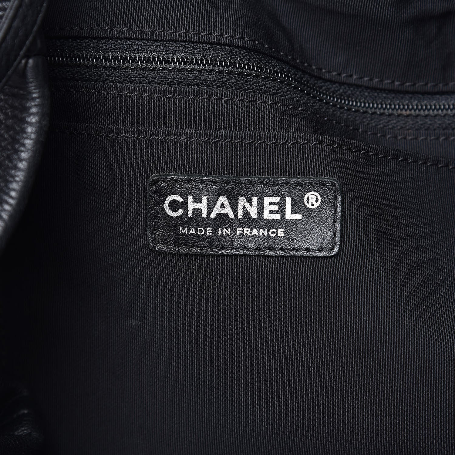 Chanel Deerskin Chevron Large CC Chain Bucket Drawstring Bag Black 6 of 10