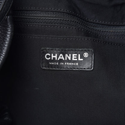 Chanel Deerskin Chevron Large CC Chain Bucket Drawstring Bag Black 6 of 10
