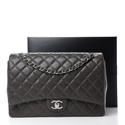 Chanel Caviar Quilted Maxi Double Flap Grey 14 of 14