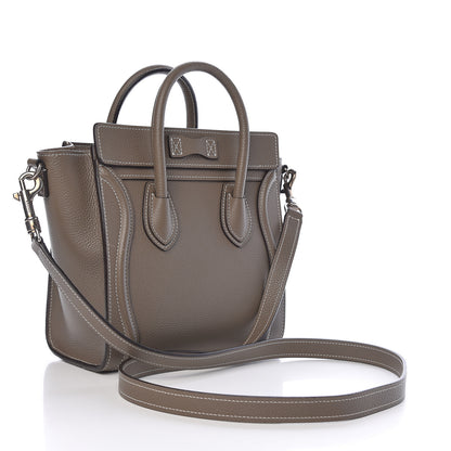 Celine Drummed Calfskin Nano Luggage Souris 3 of 11