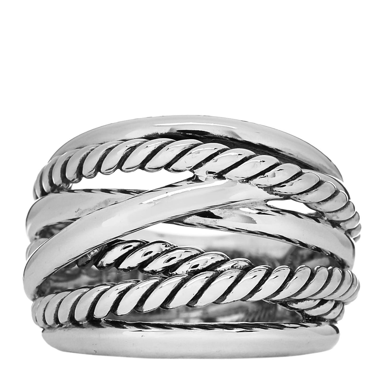 Sterling Silver 18mm Wide Crossover Cable Ring 57 8