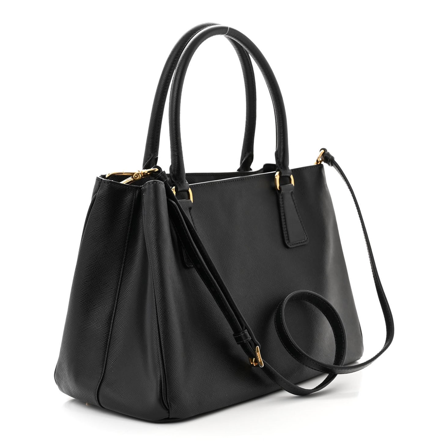 Saffiano Medium Galleria Double Zip Tote Black