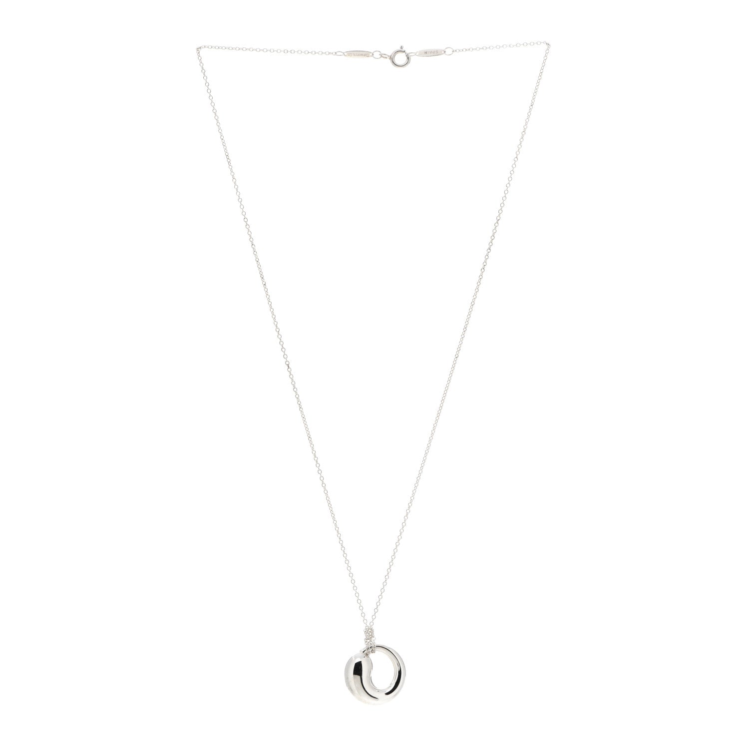 Tiffany Sterling Silver 17mm Elsa Peretti Eternal Circle Pendant Necklace 3 of 4