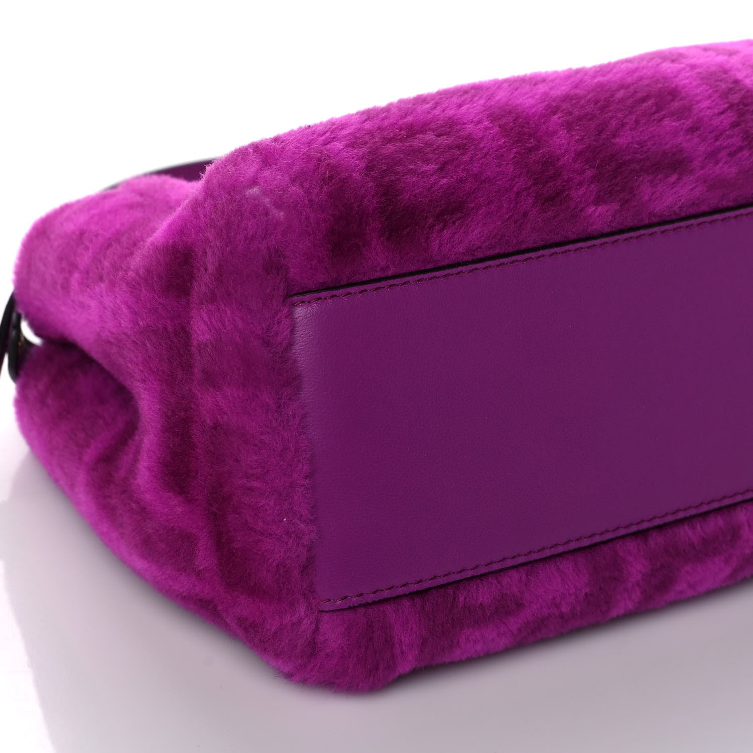 Fendi Shearling Nappa Macro FF 1974 Mini Peekaboo Iconic Satchel Bouganville Magenta Lilac 8 of 12