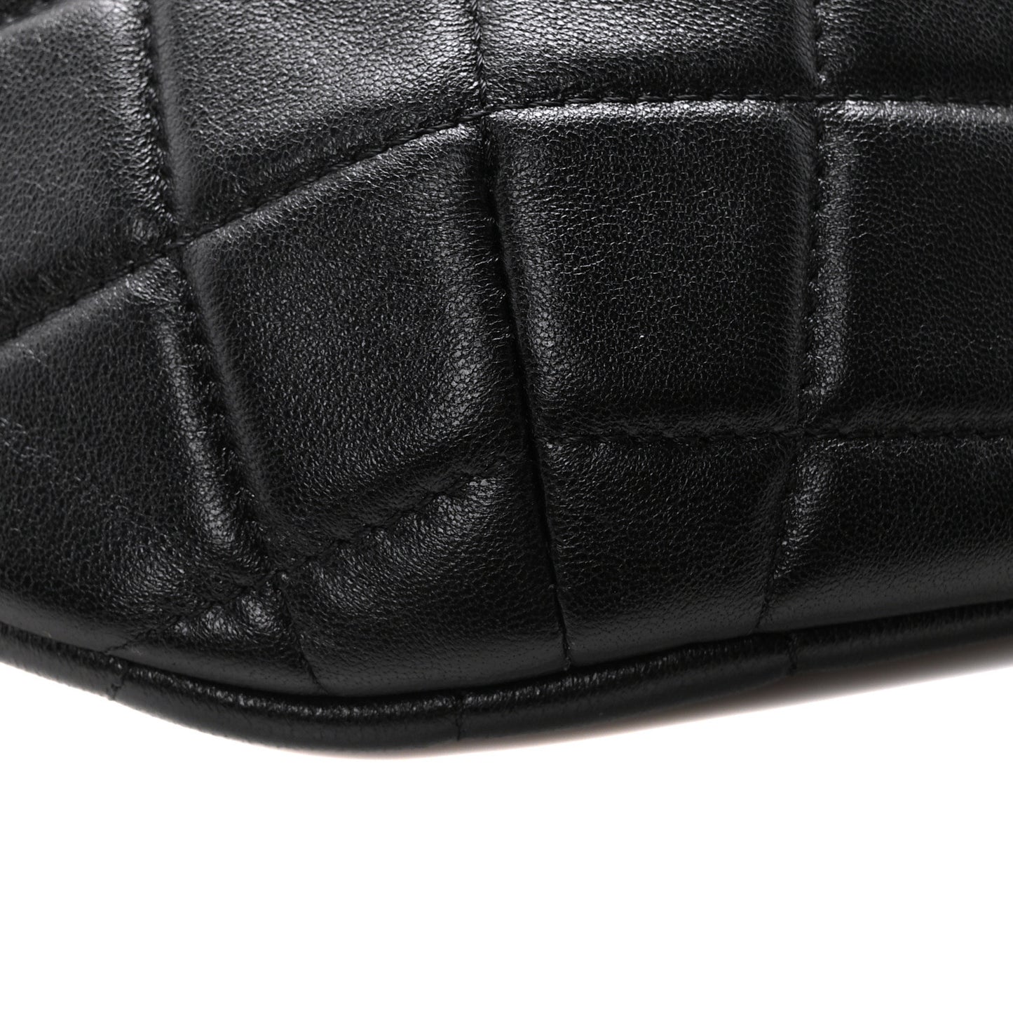Lambskin Quilted Pearl Crush Belt Bag Black