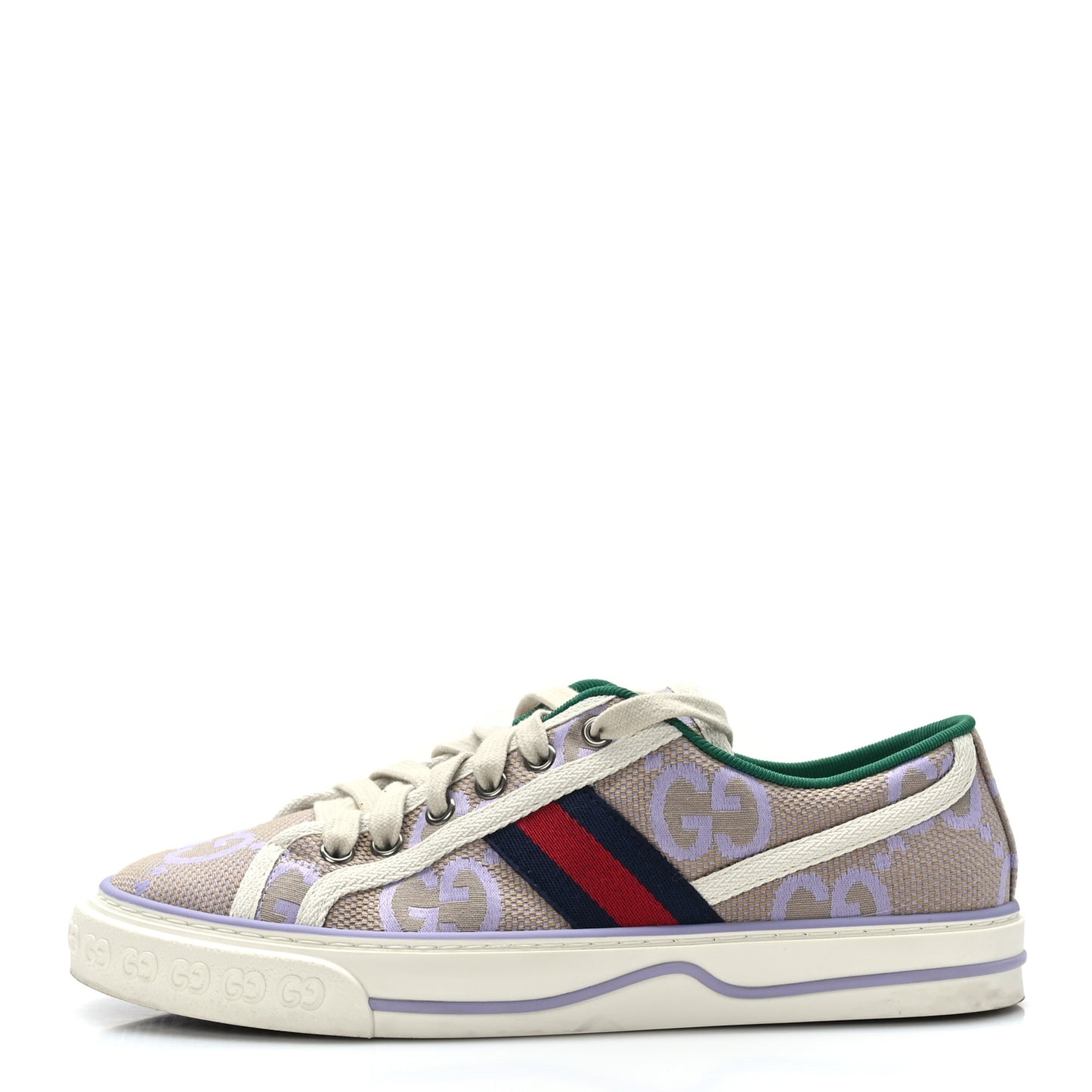 Monogram Jumbo GG Web Womens 1977 Tennis Sneakers 38 Beige Lapis Mystic White