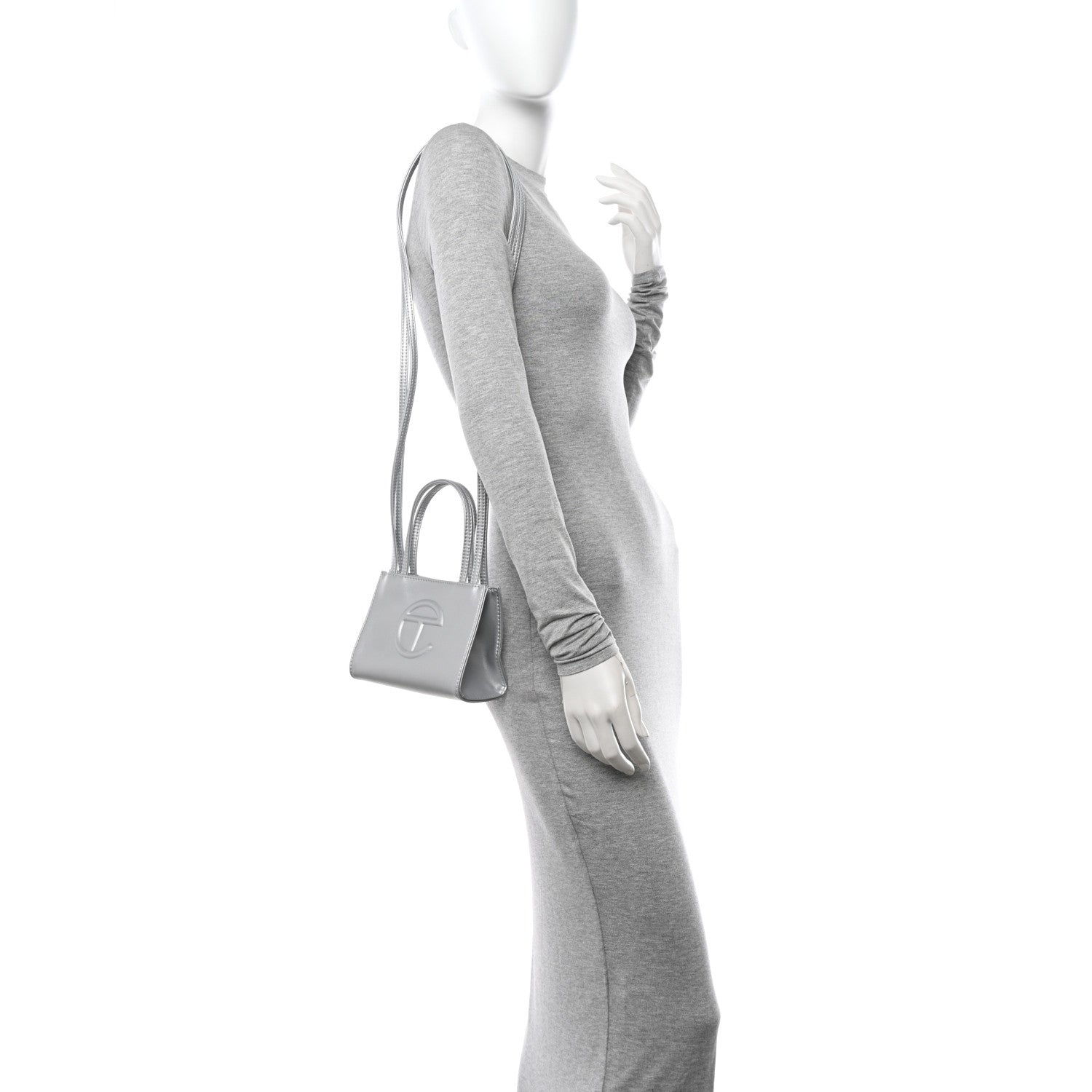 Telfar Metallic Vegan Leather Small Shopping Bag Silver 2 of 11