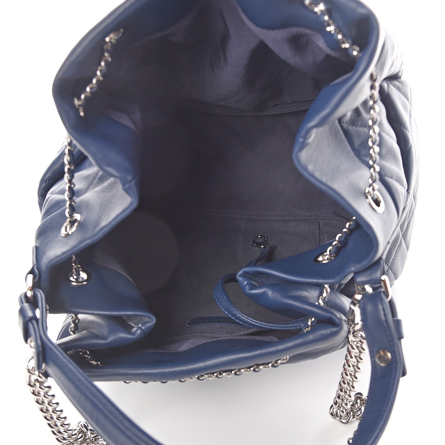 Lambskin Quilted CC Chain Drawstring Tote Blue