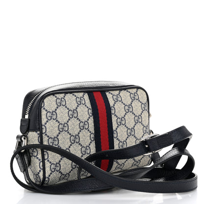 Gucci GG Supreme Monogram Textured Dollar Calfskin Web Mini Ophidia Shoulder Bag Beige Blue 3 of 10