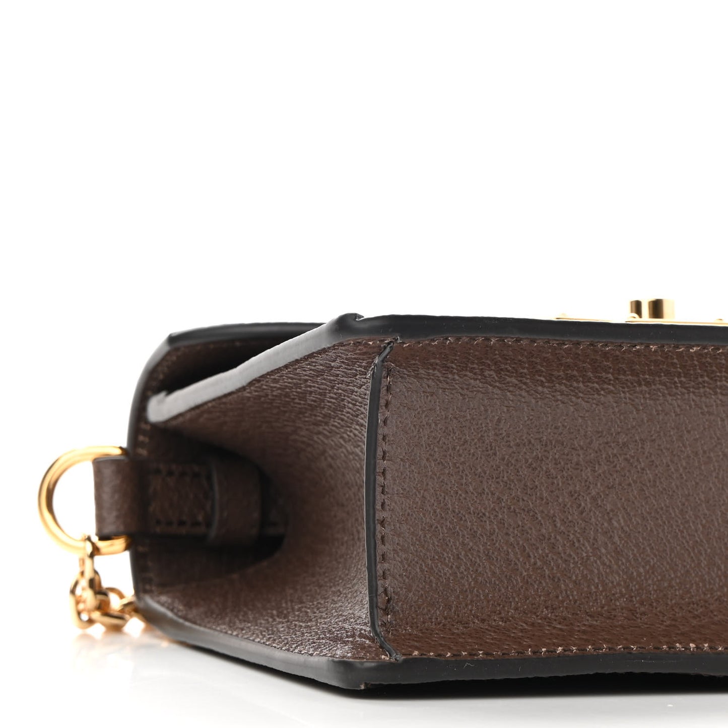 GG Supreme Monogram Textured Dollar Calfskin Web Mini Ophidia Padlock Top Handle Chain Shoulder Bag Beige Ebony New Acero