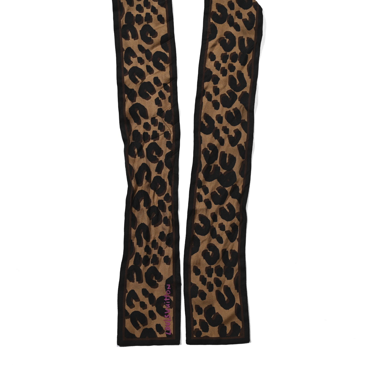 Silk Leopard Bandeau Scarf Marron