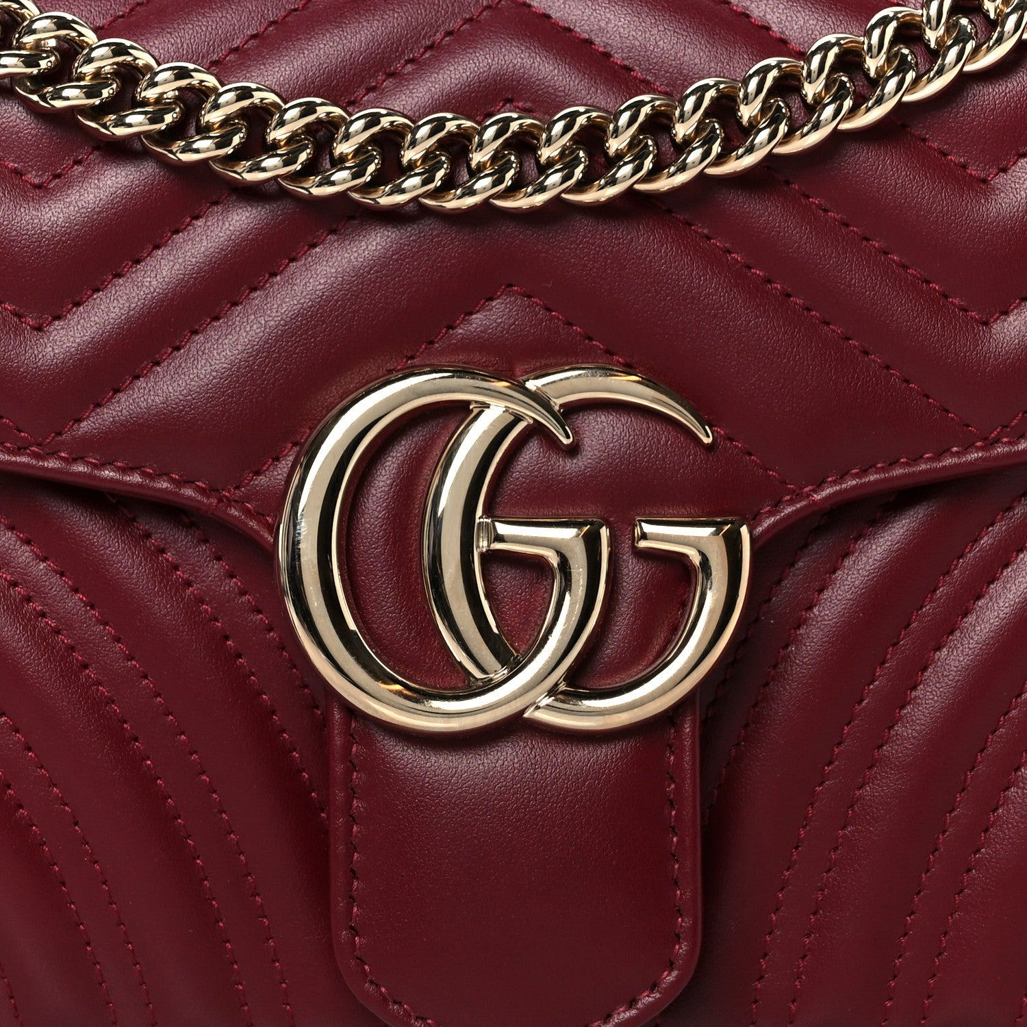 Gucci Calfskin Matelasse Small GG Marmont Shoulder Bag Rosso Ancora 8 of 10