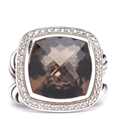 David Yurman Sterling Silver Diamond Smoky Quartz 14mm Albion Ring 52 6 1 of 5