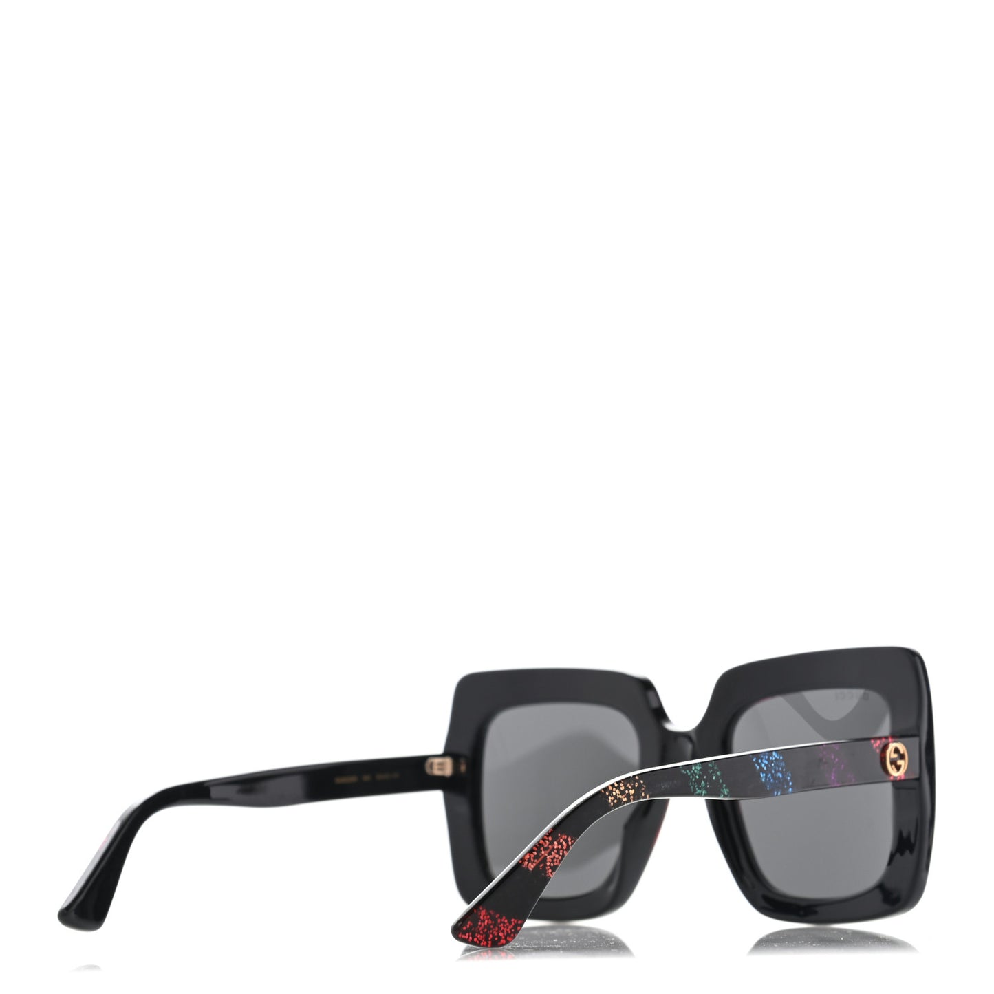 Acetate Oversize Stripe Sunglasses GG0328S Black Multi
