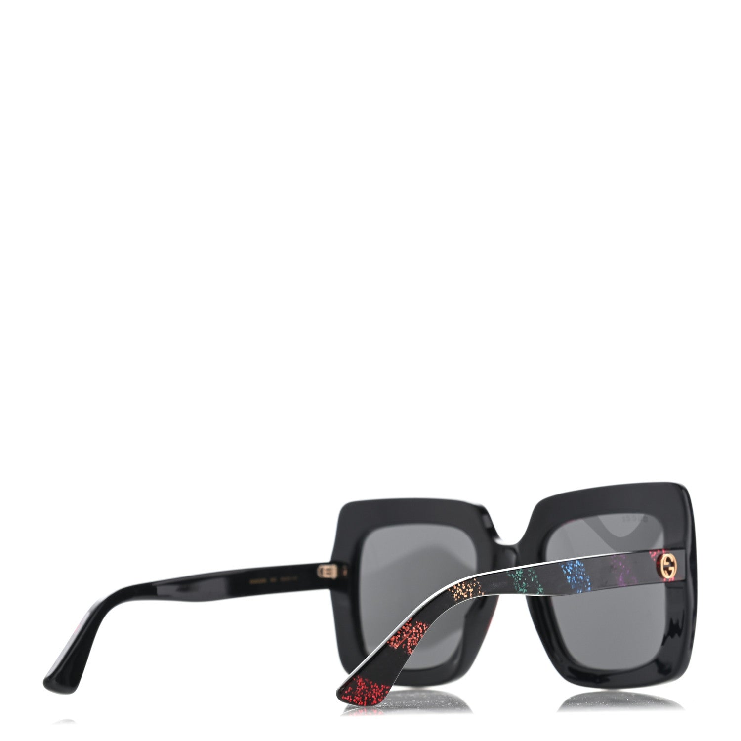 Gucci Acetate Oversize Stripe Sunglasses GG0328S Black Multi 4 of 10
