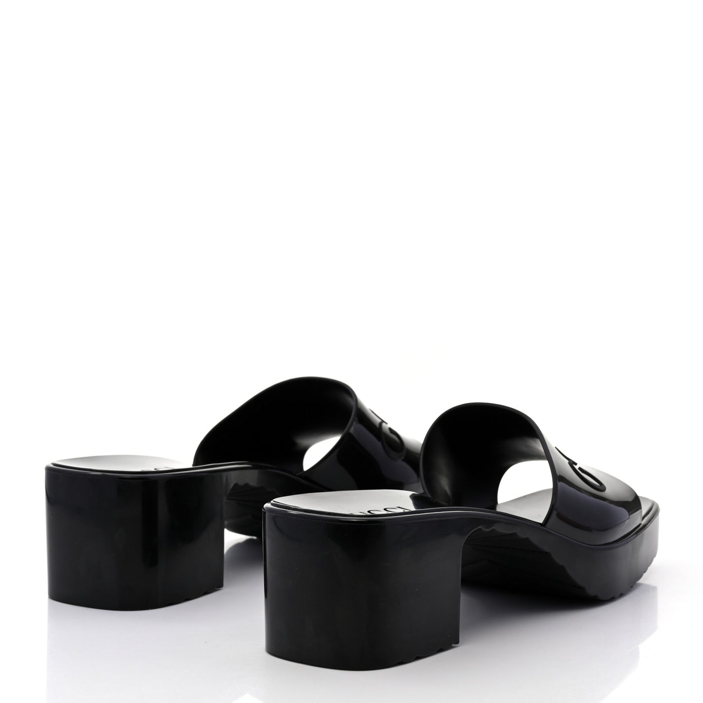 Rubber Gucci Logo Womens Platform 20/60mm Slide Sandals 41 Black
