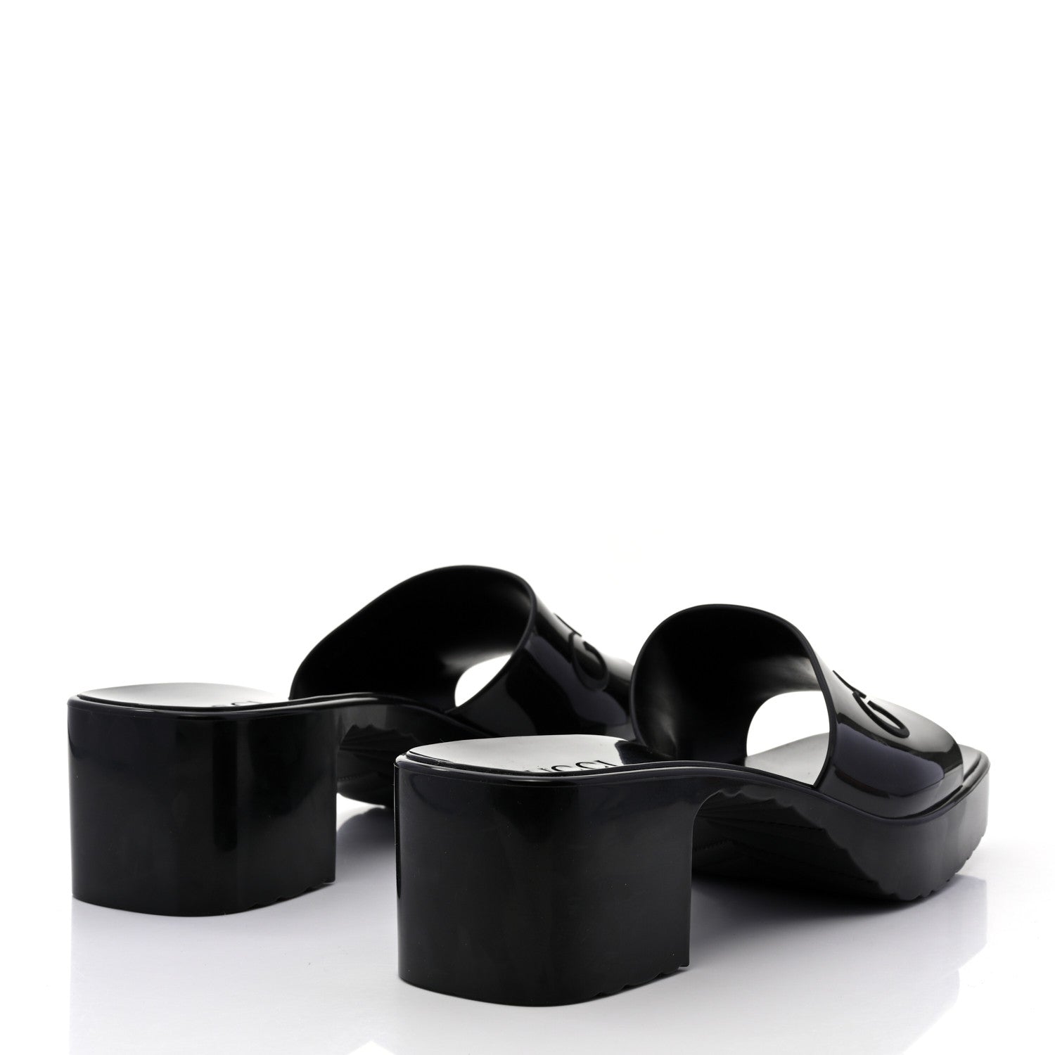 Gucci Rubber Gucci Logo Womens Platform 20/60mm Slide Sandals 41 Black 4 of 9