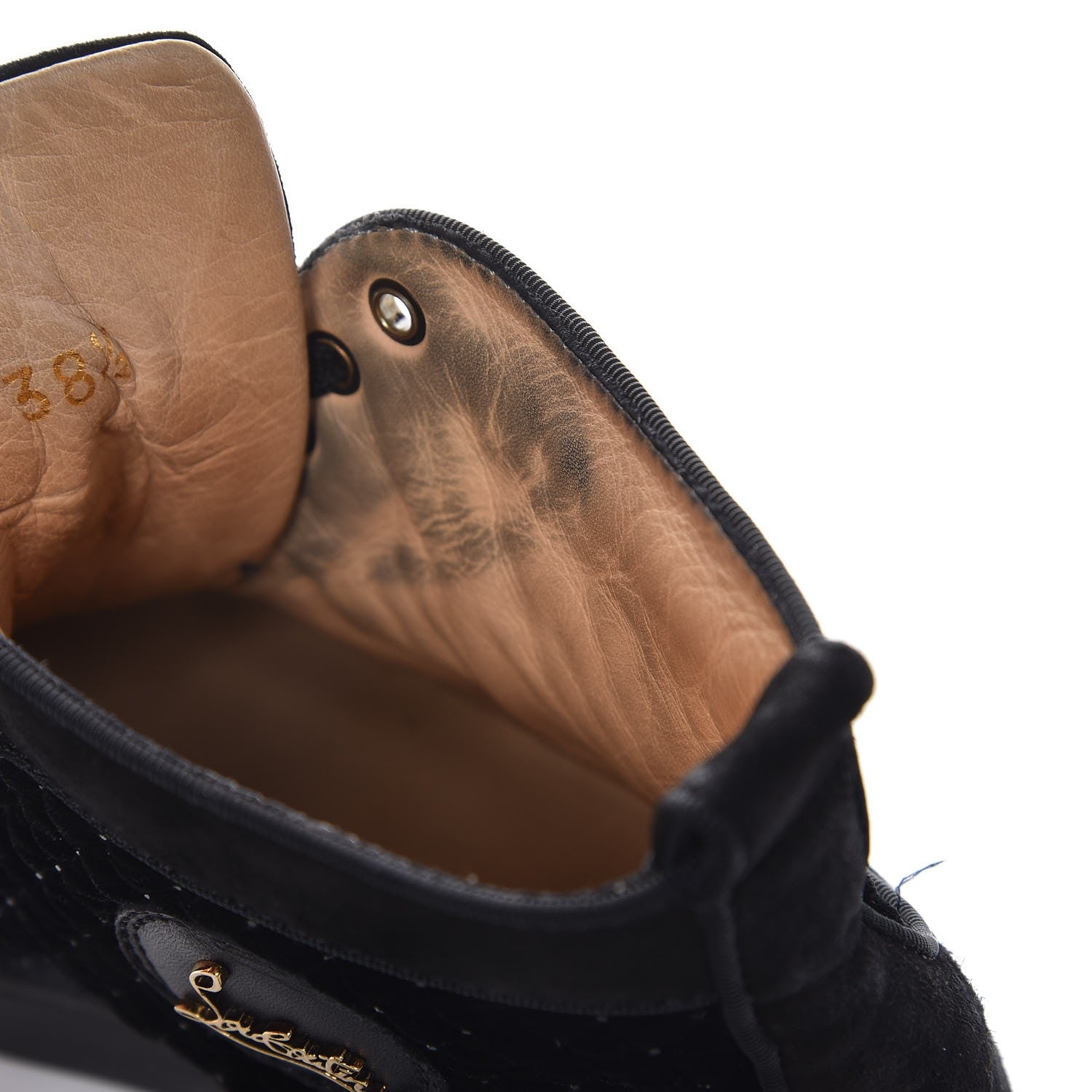 Christian Louboutin Suede Velvet Jeweled Flat Sneakers 38.5 Black 11 of 12