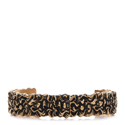 Gucci Metal Lion Mane Cuff Bracelet Aged Gold 1 of 7