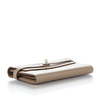 Hermes Chevre Mysore Kelly Longue Wallet Etoupe 4 of 7