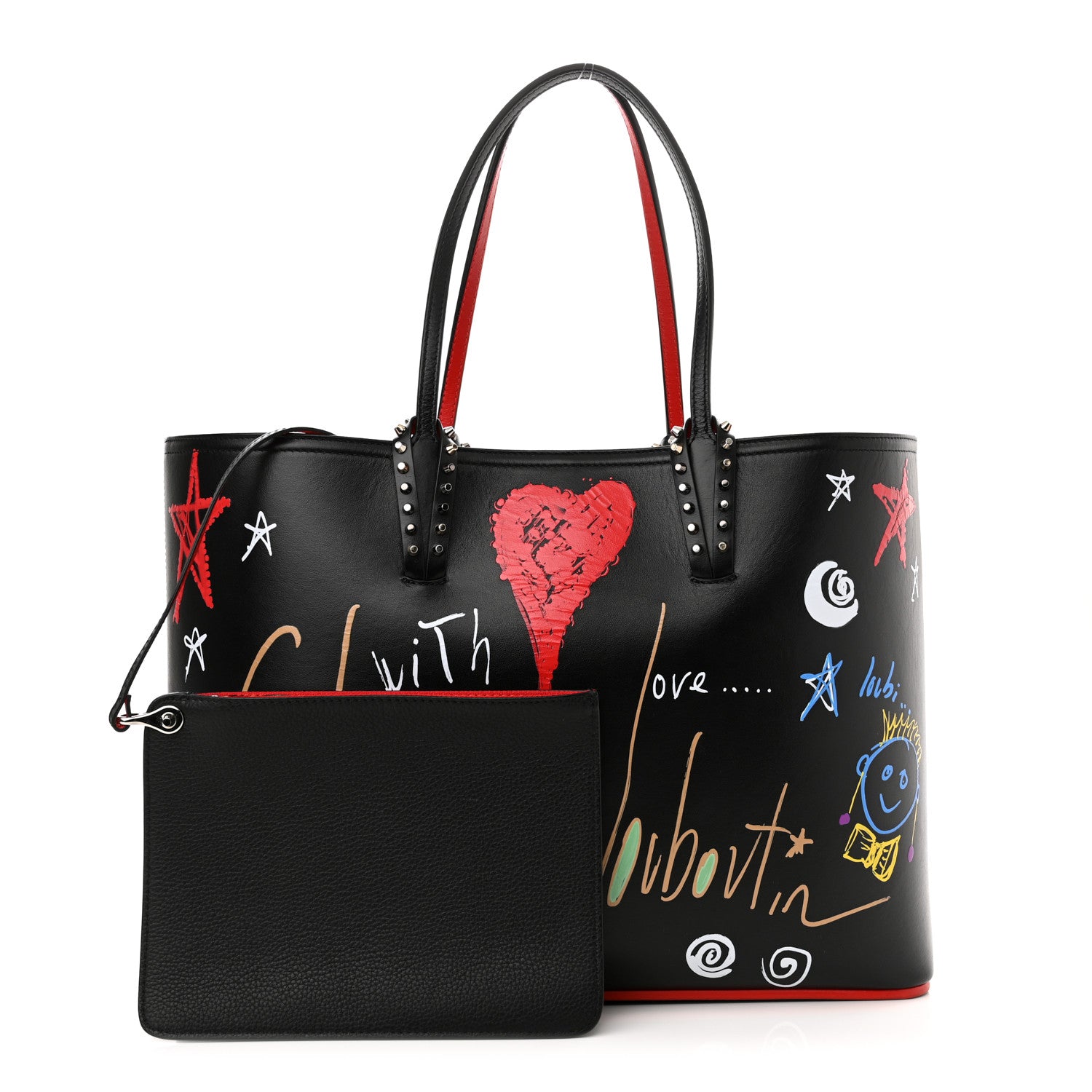 Christian Louboutin Calfskin Loubitag Spikes East West Cabata Tote Black 1 of 10