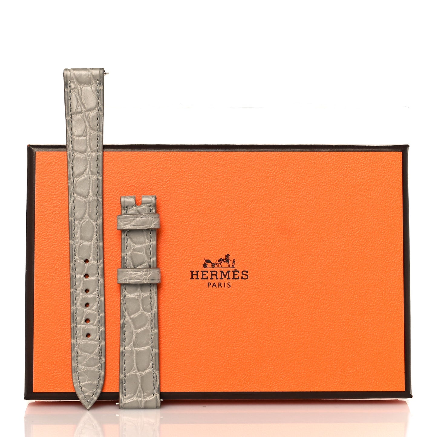Shiny Alligator 23mm Cape Cod Watch Strap Pearl Grey