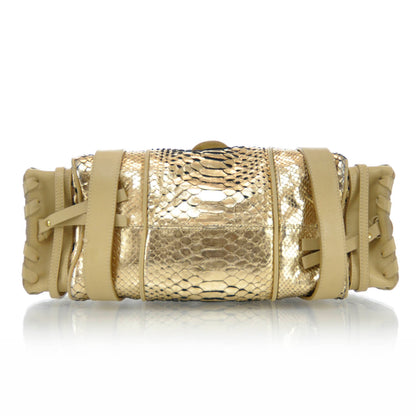 Chloe Metallic Python Silverado Shoulder Bag Gold 5 of 9